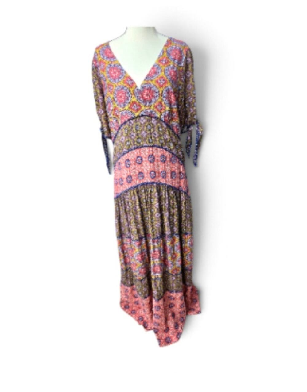 Maeve by Anthropologie Eder Tiered Boho Maxi Dress 16 Boho Cottagecore Peasant